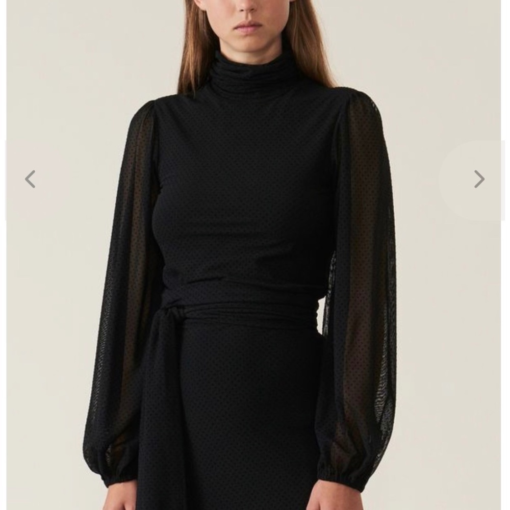 Ganni Black Mesh Top